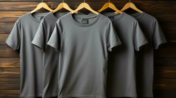 Photo gray tshirts with copy space mockup Generative AI