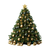 AI Generative beautiful decorated christmas tree on transparent background png