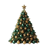 AI Generative beautiful decorated christmas tree on transparent background png