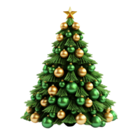 AI Generative beautiful decorated christmas tree on transparent background png