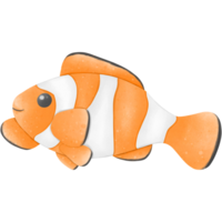 Orange clown fish with white stripes png