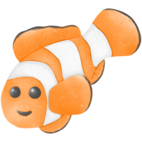 Orange clown fish with white stripes png