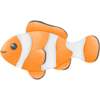 Orange clown fish with white stripes png