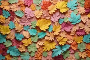 Pastel Colorful Leaves Background, Pastel Leaves Background, Leaves Background, Leaves Wallpaper, AI Generative photo