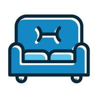 Sofa Vector Thick Line Filled Dark Colors