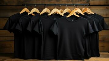 Photo black tshirts with copy space mockup Generative AI