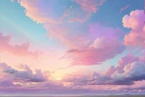 Pastel Sky Background, Dreamy Sky Background, Pastel Sky Wallpaper, Fantasy Sky Background, Glowing Sky Background, AI Generative photo