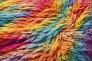 Rainbow Fur Texture, Rainbow Fur Texture Background, Colorful Fur Texture, Fluffy Fur Texture, Fluffy Fur Background, AI Generative photo