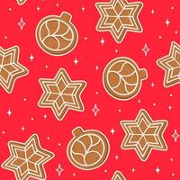 Christmas pattern with gingerbread cookies. New Year decor. Perfect for wrapping paper. Vector. vector