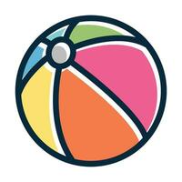 Beach Ball Vector Thick Line Filled Dark Colors