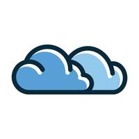 Cloud Vector Thick Line Filled Dark Colors