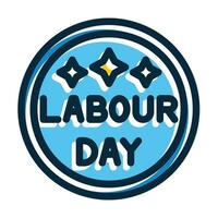 Labour Day Vector Thick Line Filled Dark Colors