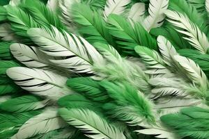 Green Feather Background, Feather Wallpaper, Feathers Background, Fluffy Feather Texture, Feather Pattern, Feather Texture, Fur Texture, AI Generative photo