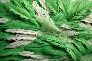 Green Feather Background, Feather Wallpaper, Feathers Background, Fluffy Feather Texture, Feather Pattern, Feather Texture, Fur Texture, AI Generative photo
