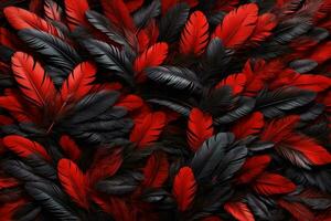 Red and Black Feather Background, Colorful Feather Wallpaper, Feathers Background, Fluffy Feather Texture, Feather Pattern, Feather Texture, Fur Texture, AI Generative photo