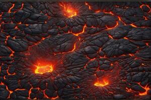 Lava Texture Background, Glowing Lava Texture Background, Magma Flow, Lava Flow, Cracked Lava, AI Generative photo