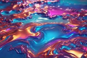 Holographic Liquid Paint Wallpaper, Holographic Liquid Paint Background, Holographic Background, AI Generative photo