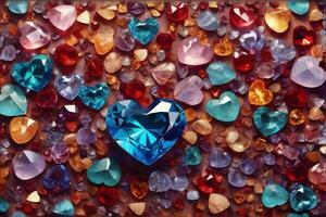 Crystal Heart Gemstone Background, Heart Gemstone Background, Crystal Heart, Crystal Heart Background, AI Generative photo