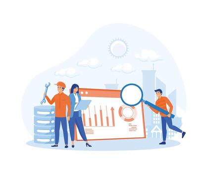 web hospedaje o nube informática póster con sistema administradores. plano vector moderno ilustración