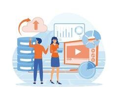 Hosting provider web design concept with people characters. flat vector modern illustration