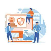 Data protection Concept. Data security and privacy and internet security  flat vector modern illustration