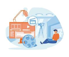 Freelancer Designer, animator, storyteller creating motion graphic content. flat vector modern illustration