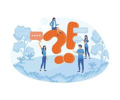 People around exclamation and question marks Question answer metaphor. flat vector modern illustration