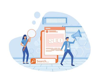 vector ilustración buscar motor mejoramiento, web sitio codificación. plano vector moderno ilustración