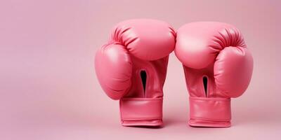 par de rosado boxeo guantes como símbolo para lucha en contra pecho cáncer, ai generativo foto