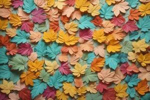 Pastel Colorful Leaves Background, Pastel Leaves Background, Leaves Background, Leaves Wallpaper, AI Generative photo