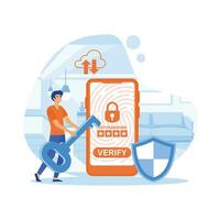 OTP authentication Secure Verification One-time password for secure transaction on digital payment. flat vector modern illustration