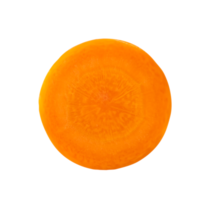 Single fresh beautiful carrot slice isolated with clipping path in png file format