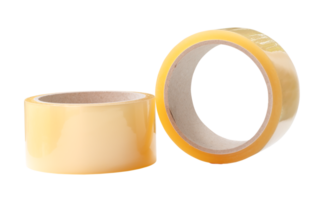 Two brown transparent adhesive tape in stack isolated with clipping path in png file format