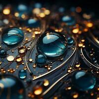 a blue and gold pattern of small circles AI Generative photo