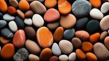 Vibrant pebbles scattered across the rugged ground, a kaleidoscope of rocks dancing to the beat of nature's rhythm, AI Generative photo