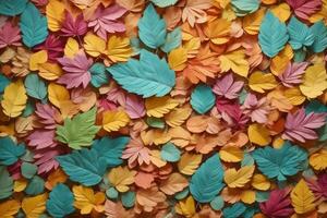 Pastel Colorful Leaves Background, Pastel Leaves Background, Leaves Background, Leaves Wallpaper, AI Generative photo