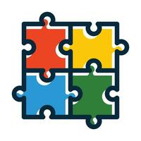 Puzzle Vector Thick Line Filled Dark Colors