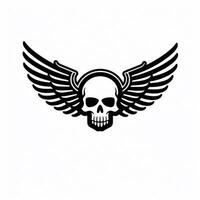 skull with wings logo on white background photo
