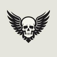 skull with wings logo on white background photo