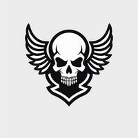 skull with wing logo on white background photo