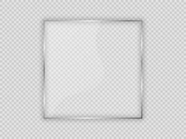 Glass plate in square frame isolated on background. Vector illustration.