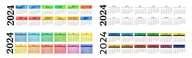 Calendar for 2024 isolated on a white background vector