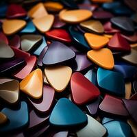 A bunch of guitar picks with many different colors AI Generative photo