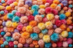 Rainbow Colorful Fluffy Fur Ball Texture Wallpaper, Colorful Fluffy Background, Fluffy Fur Background, Fur Texture Background, AI Generative photo