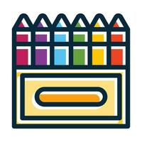 Crayons Vector Thick Line Filled Dark Colors
