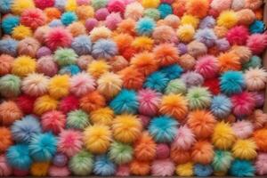 Rainbow Colorful Fluffy Fur Ball Texture Wallpaper, Colorful Fluffy Background, Fluffy Fur Background, Fur Texture Background, AI Generative photo