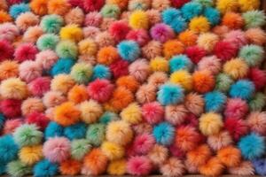 Rainbow Colorful Fluffy Fur Ball Texture Wallpaper, Colorful Fluffy Background, Fluffy Fur Background, Fur Texture Background, AI Generative photo