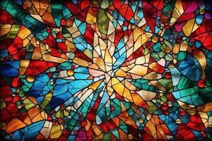 Stained Glass Background, Colorful Stained Glass Background, Stained Glass Texture, AI Generative photo