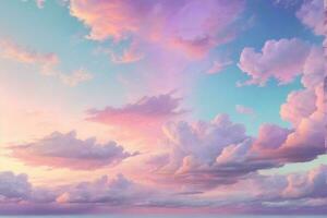 Pastel Sky Background, Dreamy Sky Background, Pastel Sky Wallpaper, Fantasy Sky Background, Glowing Sky Background, AI Generative photo