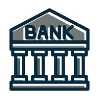 Bank Vector Thick Line Filled Dark Colors